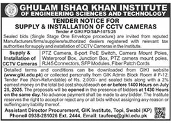 Ghulam Ishaq Khan Institute of Engineering Sciences & Technology Swabi Tender Notice